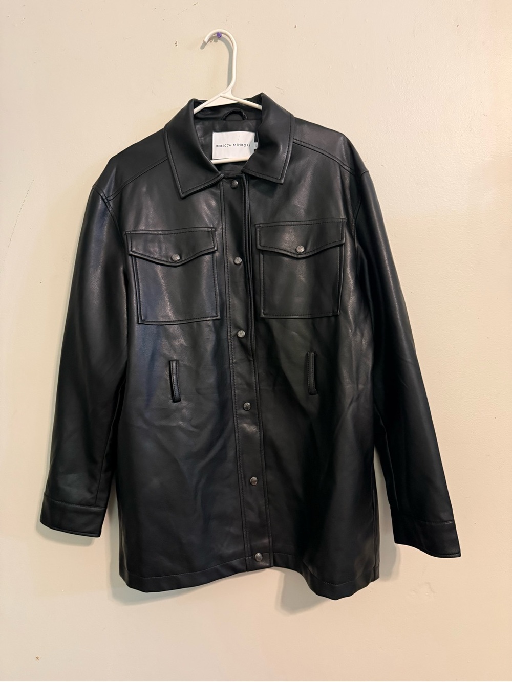 Rebecca Minkoff Faux Leather Jacket Large Black Grunge Biker Mob Wife *no Belt